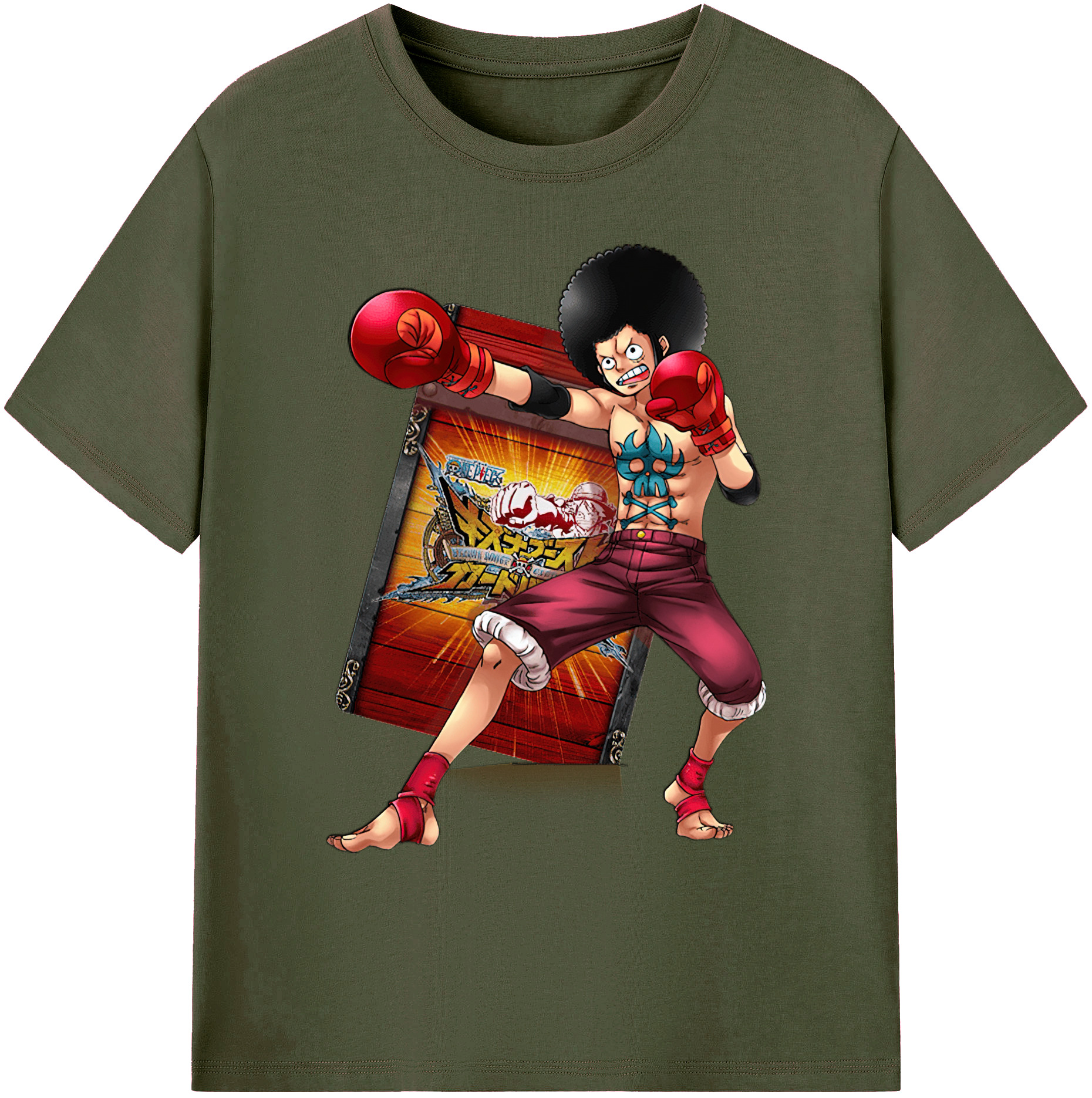 ワンピース モンキー・D・ルフィ ONE PIECE Monkey D. Luffy 綿100％ メンズ半袖Tシャツ｜肌触りやわらか＆通気性
